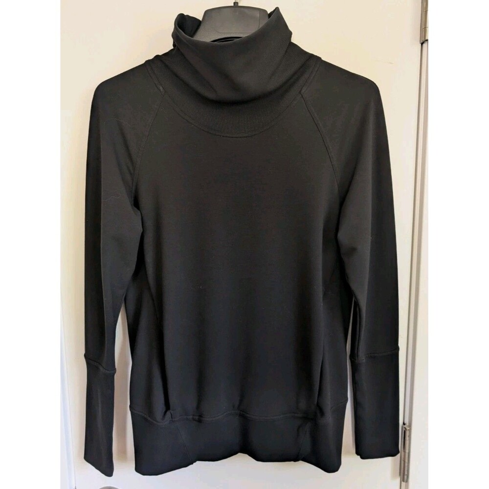 Lululemon High Lines Pullover Top 6 Black Logo Modal Travel Turtleneck W3BGKS